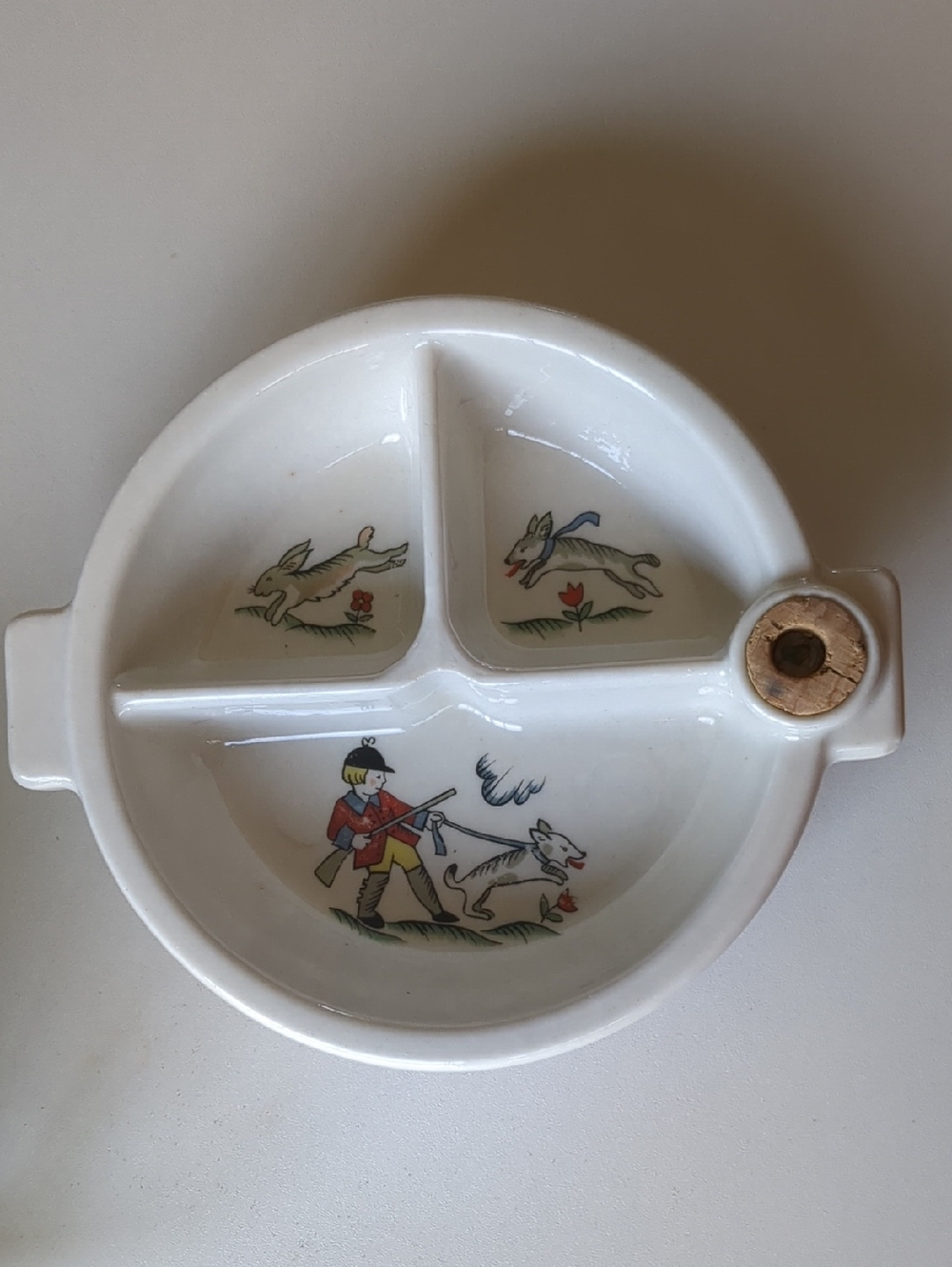 Vintage Hankscraft 962 Ceramic Divided Insulated Baby Warming Food Plate